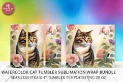 Cat Tumbler Sublimation Wrap Watercolor Seamless Product Image 1