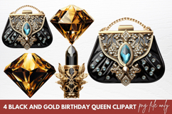 Black And Gold Birthday Queen Clipart Product Image 1