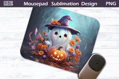 Cute Ghost Pumpkin MousePad | Halloween Mouse Pad Product Image 1
