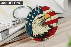 4Th Of July Eagle Keychain Sublimation - Round Keychain PNG Product Image 1