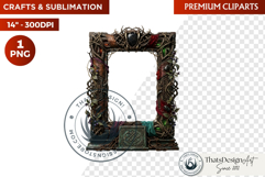 Harvest of Haunts Halloween Gothic Frame PNG, autumn clipart Product Image 1