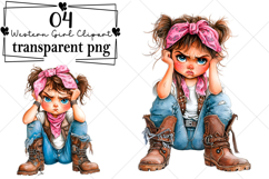 Whimsical Summer Western Girl Clipart Watercolor PNG Product Image 1