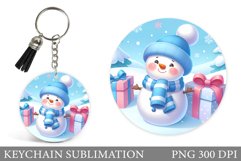 Cute Snowman Keychain Sublimation. Snowman Christmas Design Product Image 1