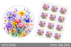Wildflowers Sticker Design. Flowers Summer Sticker Template Product Image 1