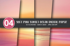 Soft Pink Sunset Ocean Digital Paper Product Image 1