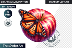 Vibrant Butterfly with Fruit PNG, Tropical Summer Clipart Product Image 1