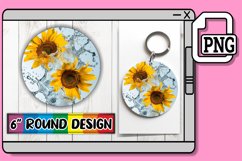 Aqua Bloom: Round Sublimation Art Keychain PNG Product Image 1
