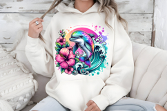 Tropical Dolphin PNG, Floral Ocean Wave Summer Sublimation Product Image 7