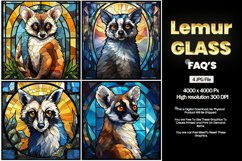 Lemur Stained Glass Square Coaster - 04 Variations Product Image 2