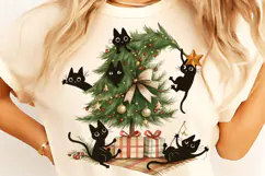 Christmas tree PNG, Meowy Christmas PNG, Bow Christmas tree Product Image 2