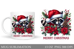 Christmas Raccoon Mug Design. Christmas Mug Sublimation Product Image 1