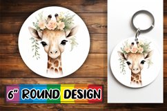 Round Bohemian Animal &amp; Bloom Keychain - Sublimation Product Image 1
