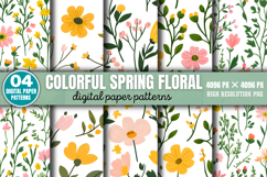 Colorful Spring Floral Pattern Backgrounds PNG Product Image 1