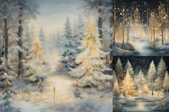 Silvery and golden Christmas forest printable digital papers Product Image 8