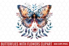 Butterflies With Flowers Clipart Product Image 1