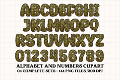 Black and Gold Alphabet png clipart, gold letters doodle Product Image 2