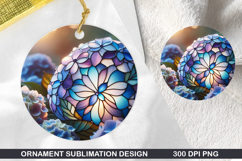 Flower Stained Glass Ornament PNG, Digital Download File Product Image 1