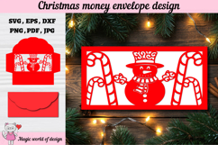 Christmas snowman Money Envelope svg, Papercut Gift Card Product Image 2