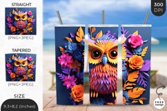 3D Owl Tumbler Wrap| 3D Bird Sublimation Product Image 1