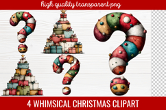 4 Whimsical Christmas Clipart | Cute Holiday PNG Set Product Image 1