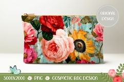 Peony Cosmetic Bag Print, Sunflower Cosmetic Bag Design Product Image 1