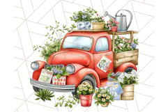 Floral Farm Truck Clipart, Cottagecore Country Truck Png Product Image 4