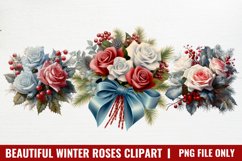 Beautiful Winter Roses Clipart, Christmas Rose Clipart Product Image 1