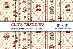 Cute Cherries Digital Paper JPG Product Image 1