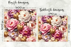 Vintage Floral Lunch Bag Design | Baroque Peony Flowers Product Image 2