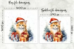 Watercolour Cat Lunch Bag Print | Christmas Lunch Bag Product Image 2