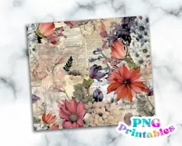 Floral Collage 20 oz Skinny Tumbler Wrap Product Image 2