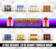 3D White Pink Flowers 20oz Skinny Tumbler Sublimation Design Product Image 5