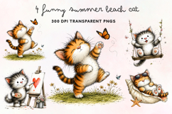 Funny Summer Beach Cat PNG Clipart Product Image 1