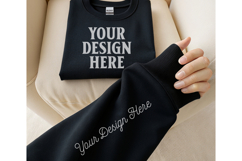 Gildan 18000 Black Sleeve Sweatshirt Mockup | Cozy Crewneck Product Image 1