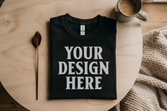 Gildan 64000 Black Folded T-Shirt Mockup | Flat Lay Unisex Product Image 1