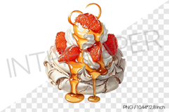Grapefruit pavlova PNG Clipart Watercolor Dessert Illust Product Image 1