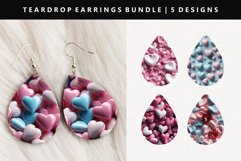 Heart Teardrop Earring Sublimation PNG Design Product Image 1