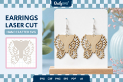Angel Wing Heart Earrings Laser Cut SVG Product Image 2
