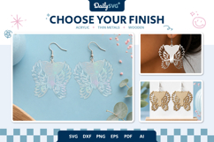 Angel Wing Heart Earrings Laser Cut SVG Product Image 1