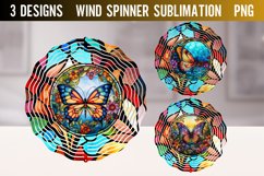 Butterfly Stain Glass Wind Spinner Sublimation PNG Product Image 1