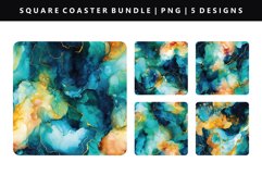Alcohol Ink Square Coaster Design | Square Coaster PNG Product Image 1