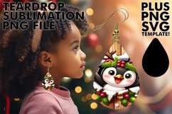 Creative Penguin Sublimation: Teardrop Earring Style Product Image 1