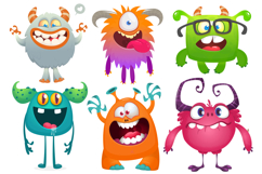 Funny cartoon monsters set with different face expressions Product Image 1