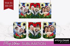 Stained Glass Photo Mug Wrap PNG - Flowers Picture Frame Mug Product Image 1