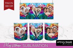 Stained Glass Photo Mug Wrap PNG - Flowers Picture Frame Mug Product Image 1