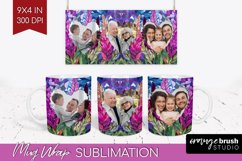 Stained Glass Photo Mug Wrap PNG - Flowers Picture Frame Mug Product Image 1