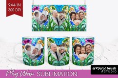 Stained Glass Photo Mug Wrap PNG - Flowers Picture Frame Mug Product Image 1
