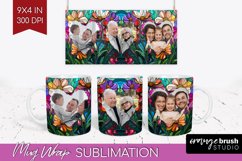 Stained Glass Photo Mug Wrap PNG - Flowers Picture Frame Mug Product Image 1