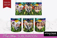 Stained Glass Photo Mug Wrap PNG - Flowers Picture Frame Mug Product Image 1