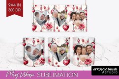 Valentines Day Photo Mug Wrap PNG - Heart Picture Frame Mug Product Image 1